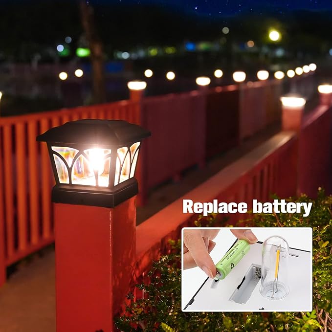 VOLISUN Solar Post Cap Lights Outdoor 8Pack, with Edison LED Bulbs, 2 Brightness Setting, Fence Post Lights Solar Powered for Garden Fence Deck Mailbox Yard Porch, Fits 4x4 6x6 Posts(Slate Black)