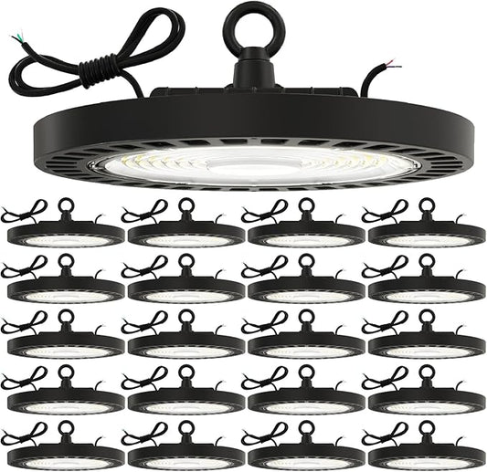 Sunco 20 Pack UFO LED High Bay Light, 150W, 21000 Lumens 6000K 100-277V Dimmable 0-10V, Ultra Bright Commercial Shop Lights for Warehouse, Factory, Workshop, Garage & Barn, Ceiling Mount, UL