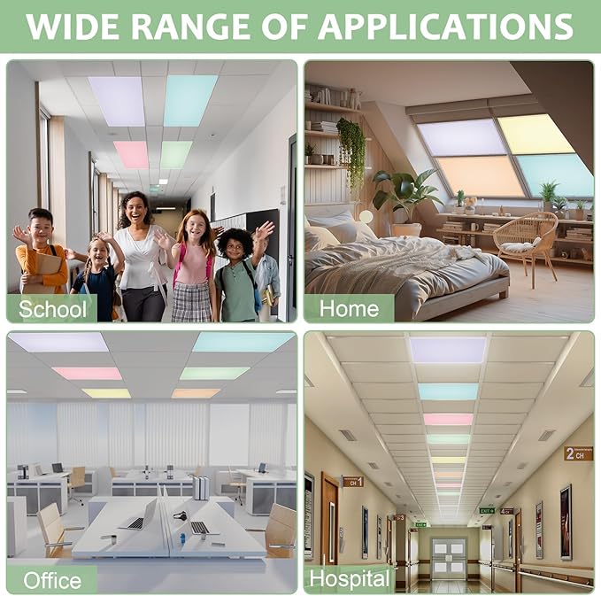 QOUBAI 6PCS Fluorescent Light Covers, 4x2 Feet Magnetic Light Cover Fluorescent Lights Shade Panel Positive Inspirational Ceiling Lights Filters for Office Classroom Home Drop Ceiling Pastel
