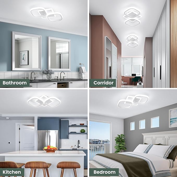 ElDISUNY Modern Ceiling Lights LED 30w White Elegant Square Lamp LED Ceiling Lights Fixture for Indoor Home Hallway Office Kitchen Living Room Bedroom Dining Room 2 Packs