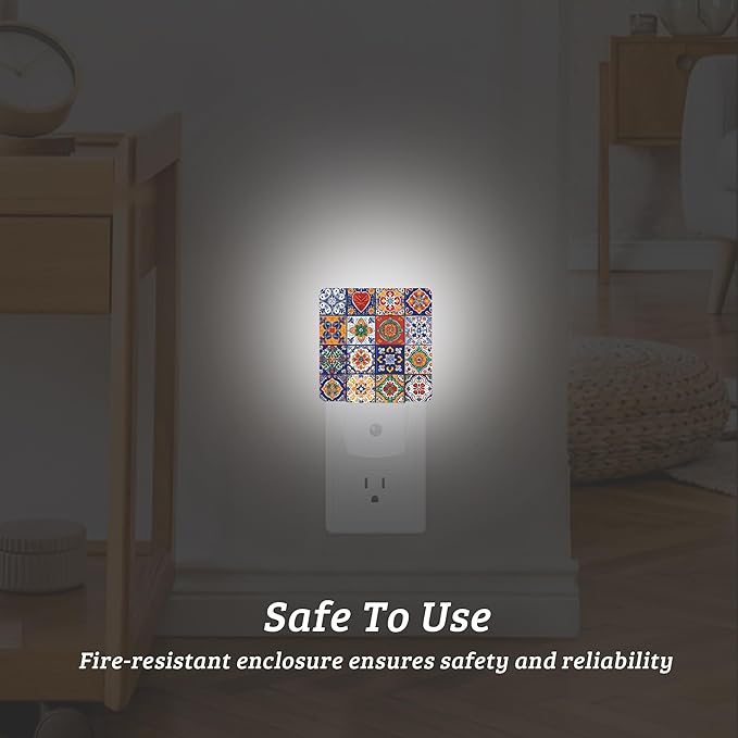 Colorful Vingate Mosaic Night Light,Nightlight Lamp with Dusk to Dawn Sensor for Home Indoor Stairway Kitchen Corridor, Decorative Night Lights Plug Into Wall for Boys Girls Women Men Room Gifts