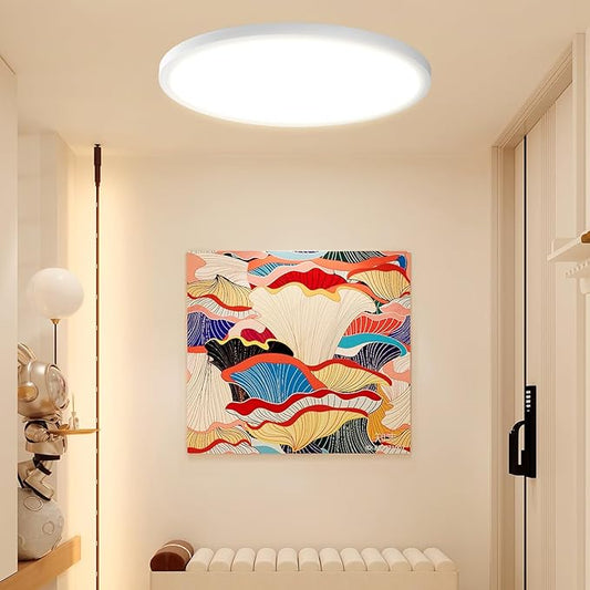 12-Inch Flush Mount Ceiling Light, Dimmable 2700K/3000K/3500K/4000K/5000K Selectable, 0.67in Super Slim 24W 2800LM Light Fixtures for Living Room, Kitchen, 12 Inch 1Pack White
