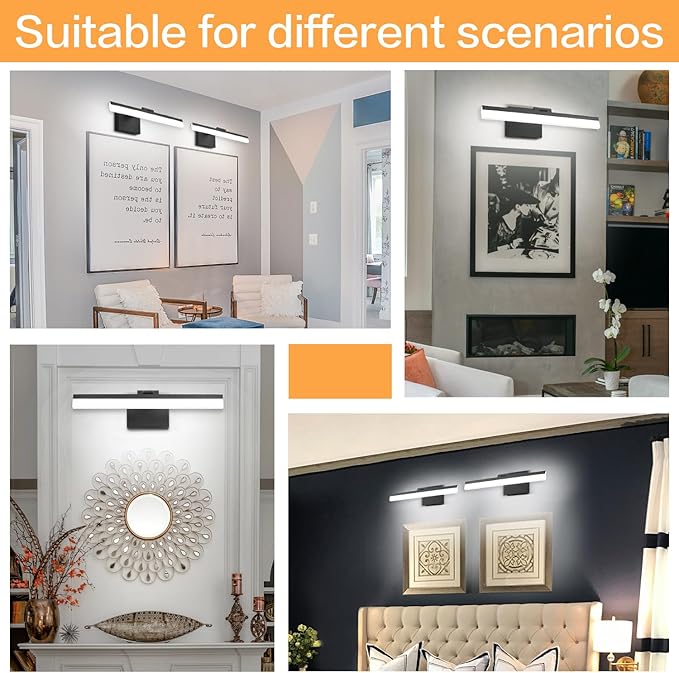 SOLFART 18 Inch Vanity Lights for Bath Dimmable Bathroom Lights Over Mirror Black Bathroom Light Fixtures Wall Light Fixtures Indoor Modern Light Fixture