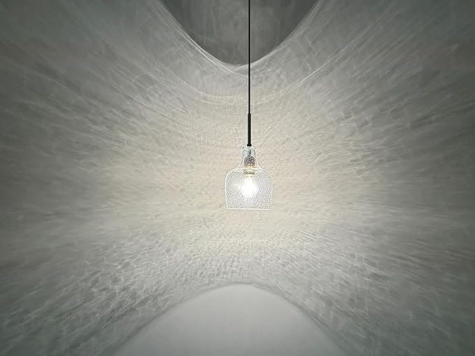 3 Pack 1 Light Indoor Hanging Kitchen Island Pendant Ceiling Light 6.1" Clear Seeded Glass Fixture,Brushed Nickel Finish for Farmhouse Over Sink Bedroom Hallway