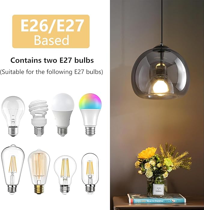 9.1in Large Smoke Glass Pendant Light for Kitchen Island, 3-Pack with Extra LED Bulbs & 4.92ft Adjustable Cord | Modern Minimalist Lighting for Dining Room, Living Room, Entryway