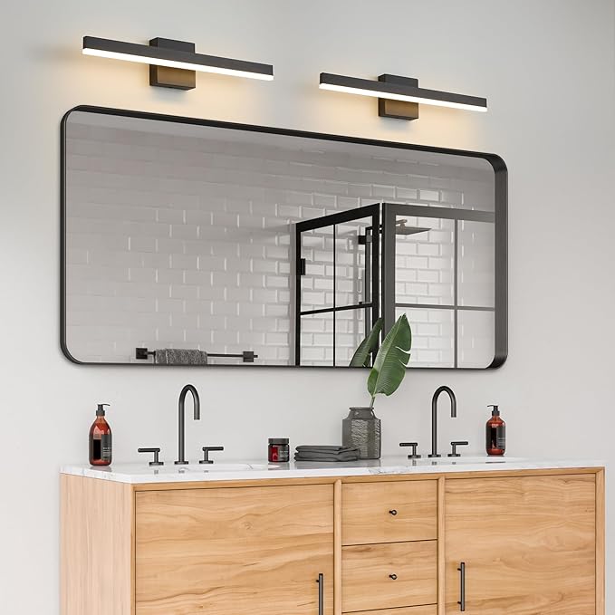 Black Bathroom Vanity Light 23.6 inch, 20W Dimmable 5CCT LED Modern Bathroom Light Fixture Over Mirror Hardwired- ETL Certificated