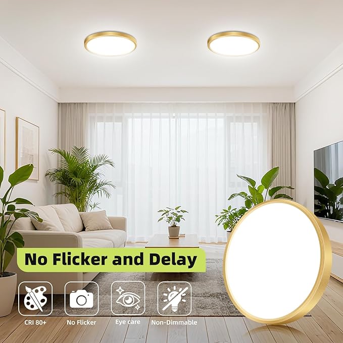 hepside 2PACK Flush Mount LED Ceiling Light Fixture 5CCT 7Inch 15W & 100W Equivalent Closet Light Fixture,Small Round Slim Surface Ceiling Lamp for Hallway,Bathroom,Bedroom,Kitchen,Interior