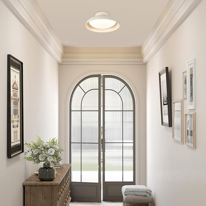 BISAMIYA Modern Dimmable LED Ceiling Light, 15.7 inch Semi Flush Mount Ceiling Light, Adjustable Angle Light Fixture, Brass Accent, for Bedroom, Kitchen, Laundry Room, 3000K/Warm White/22W