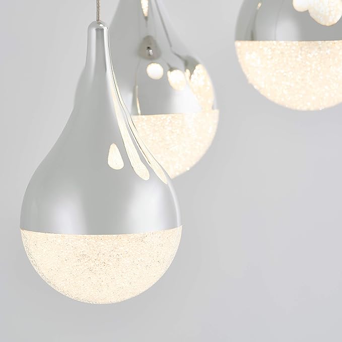 Artika PDT-5GL-RN Glitzer 5-LED Integrated Pendant Light Spiral, Silver, 5-Lights