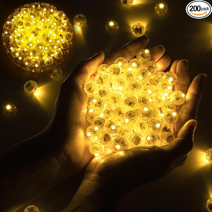 200pcs Balloon Lights Warm White Mini LED Lights Round Long Standby Time Multicolor Ball Lamps Paper Lantern for Easter Birthday Party Christmas Halloween Decoration