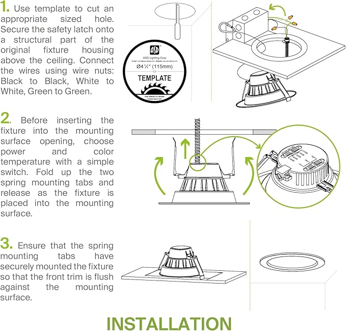 ASD 4 Inch Commercial Canless LED Downlight, Power Adjustable 7/10/13W Lighting, Dimmable Recessed Ceiling Light Fixture, 5 Color Temperatures 2700K-5000K, 120-277V IC Rated UL & Energy Star 8 Pack