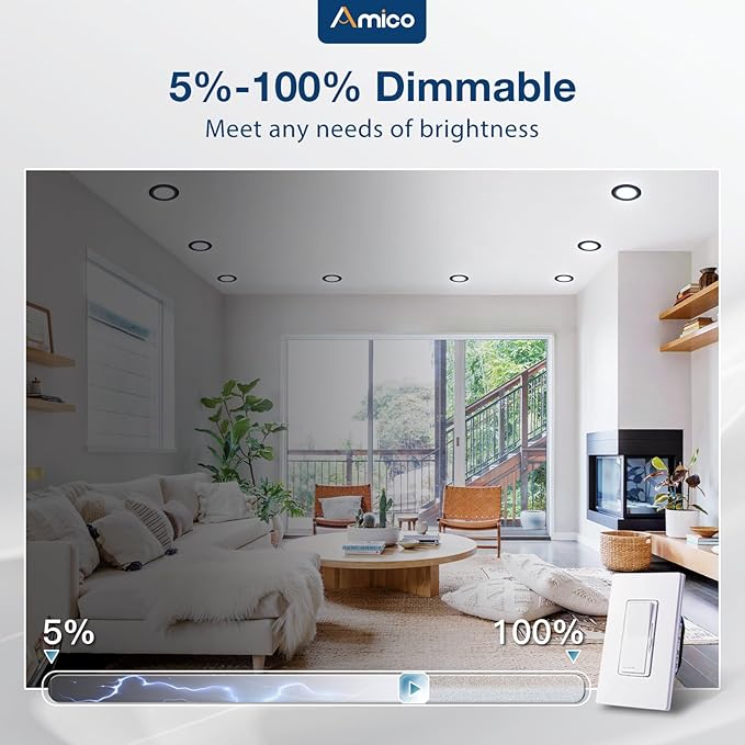Amico Recessed Lighting 5/6 Inch, 12 Pack 5CCT Flat LED Can Lights, 2700K/3000K/4000K/5000K/6000K Selectable,12W Eqv 110W, 1050LM Brightness, Retrofit Installation - ETL & FCC, Black