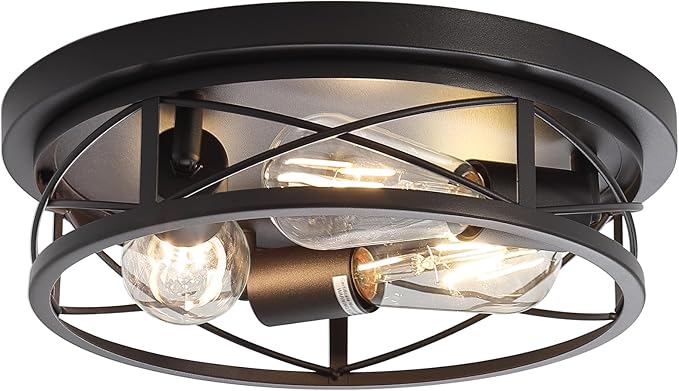 Black Farmhouse Ceiling Light Fixtures,3 Lights Flush Mount Ceiling Light,Bathroom Light Fixtures Ceiling Mount for Hallway Bedroom Kitchen 1 Pack