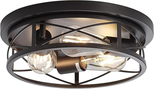 Black Farmhouse Ceiling Light Fixtures,3 Lights Flush Mount Ceiling Light,Bathroom Light Fixtures Ceiling Mount for Hallway Bedroom Kitchen 1 Pack