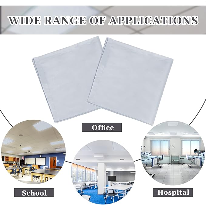 Hortsun 12 Pcs Fluorescent Light Covers 2 x 4 ft Classroom Ceiling Light Cover Magnetic Filters Fluorescent Diffuser Covering for Classroom Office Hospital Drop Ceiling(Gray)
