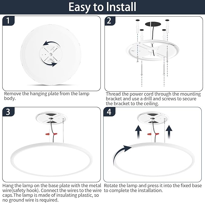 16 Inch Dimmable Ceiling Light Flush Mount 36W Remote Control LED Fixture 3600LM 3000K-6500K Adjustable Round Bright Lamp for Bedroom Kitchen Living Room Dining Bathroom White