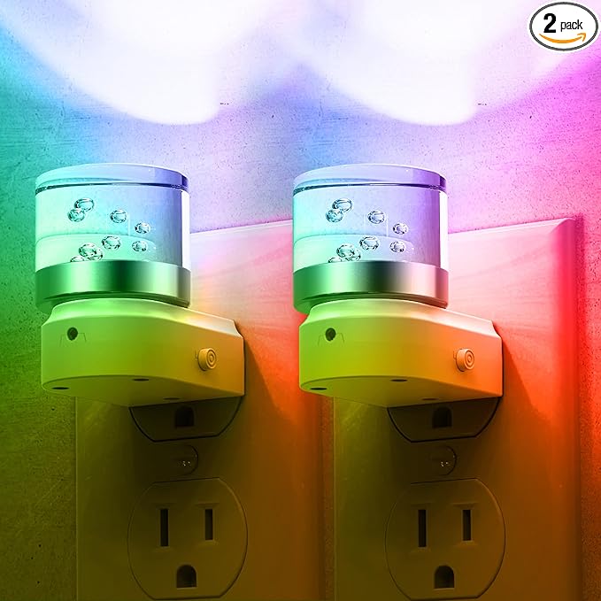 L LOHAS LED Night Light, Night Lights Plug into Wall, Color Changing Nightlight RGB with Dusk to Dawn Sensor, for Halloween, Christmas, Holiday, Hallway Bedroom Kids Room, 2 Pack