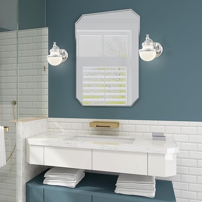 Livex 5711-05 Transitional One Light Bath Vanity from Oldwick Collection Finish, Polished Chrome