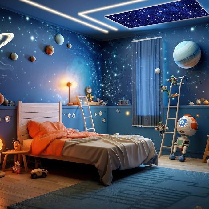 4 Pcs 1 x 4 Feet Fluorescent Covers for Ceiling Lights Magnetic Ceiling Light Cover with 8 Magnets for School Classroom Home Office Drop Lamp Decor (Starry)