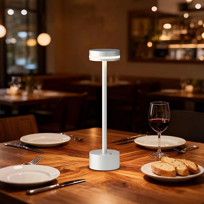 Modern Cordless Table Lamp Rechargeable, Aluminum Touch Lamp & 4000mAh Battery Operated, 3000K LED Table Lamps for Home Decor, Dining, Reading, Desk, Bedroom, Gift