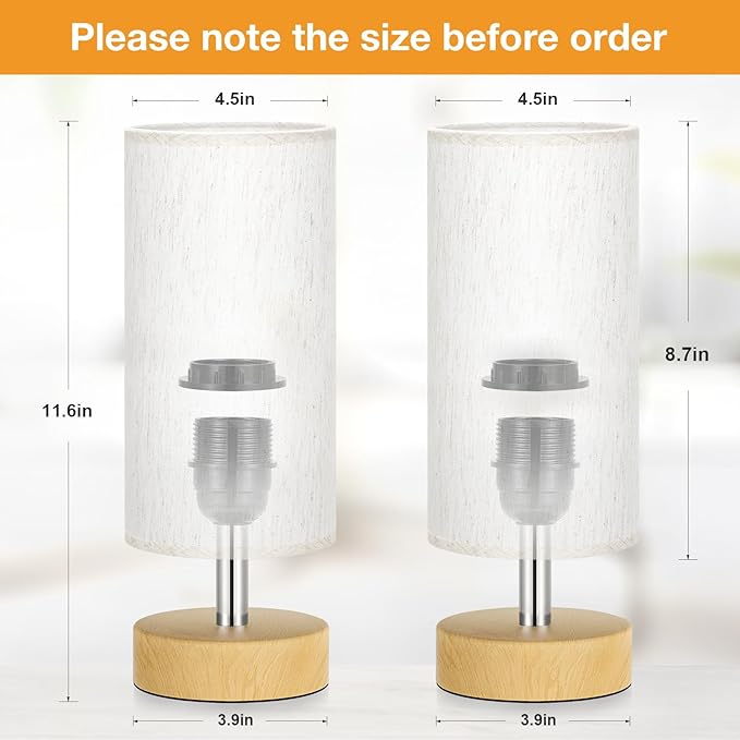 PartageiZ Small Table Lamp for Bedroom Set of 2 - Bedside Lamps for Night Stands, Minimalist Nightstand Light Lamp, Desk Lamps for Reading Room, Kids Room, Living Room, Office, Dorm