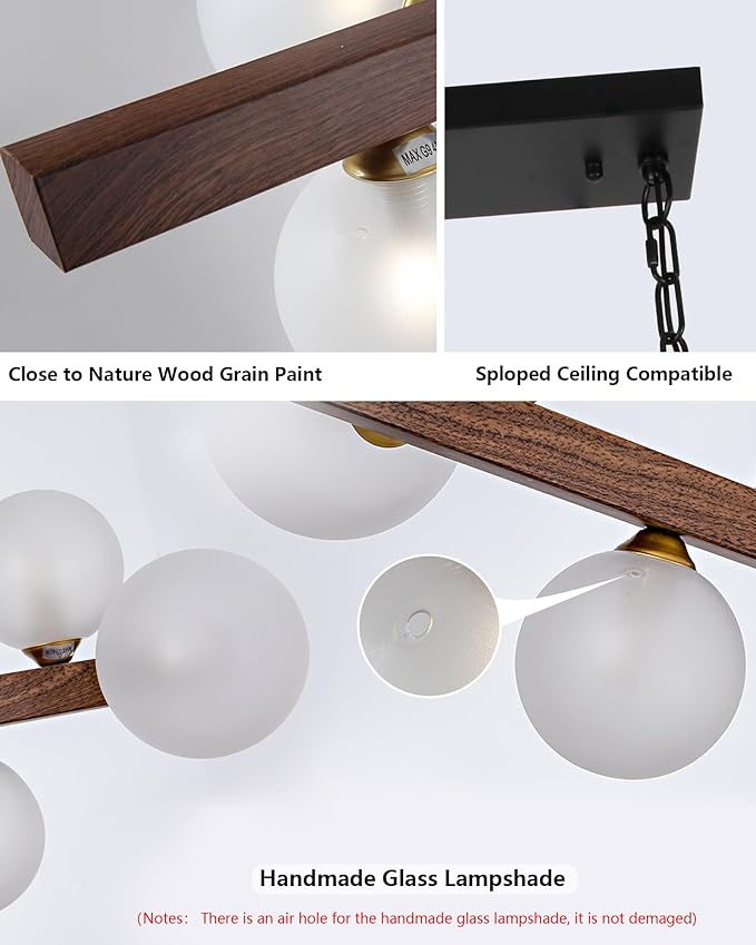 Globe Linear Chandelier 9-Light Modern Linear Globle Dining Room Pendant Light Fixture Sputnik Chandeliers for Kitchen Island
