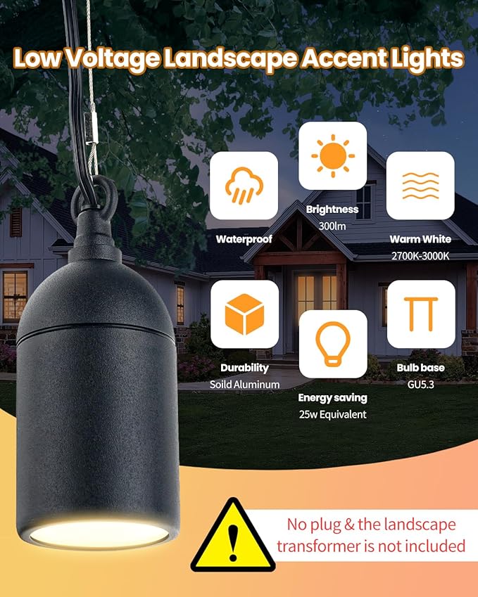 Cheopha Outdoor Pendant Hanging Light, 12V Low Voltage Landscape Lighting, Replaceable MR16 LED Bulb Warm White, Weatherproof Light for Porch Pergola and Tree Lighting 1-Pack