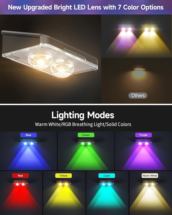 Solar Fence Lights, Outdoor IP65 Waterproof LED, RGB Fence Lights Solar Powered 7 Colors, for Wall, Patio, Deck, Backyard, Garden, Pool, Railing (8 Pack)