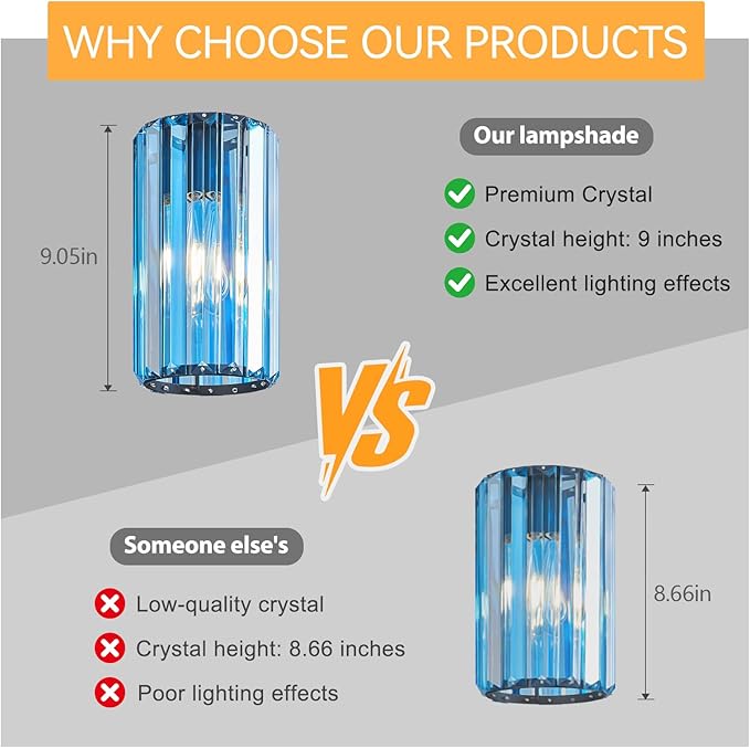 Modern Crystal Pendant Light Mini Light Blue Chandeliers Adjustable Pendant Lights Fixture for Kitchen Island Dinning Room Corridor Bedroom(Light Blue 1-Pack)