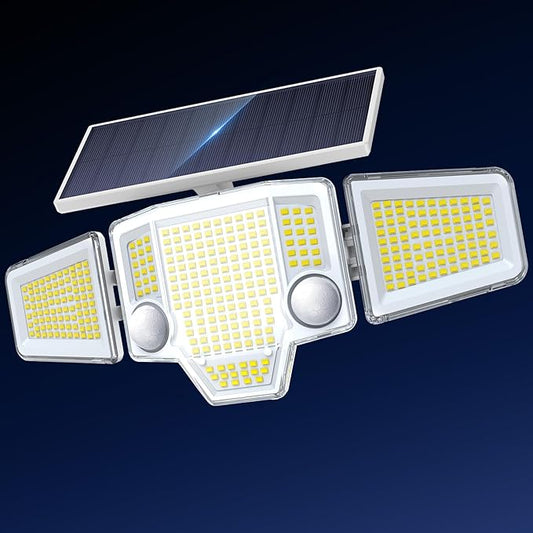 2026 Solar Flood Lights 4000LM, Dual Motion Sensor Solar Lights Outdoor Waterproof, Curved 300° Wide Beam & Large 3500mAh Adjustable Solar Security Lights for Yard-1Pack White