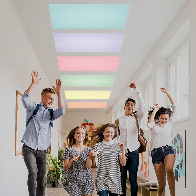 QOUBAI 12PCS Fluorescent Light Covers, 4 x 2 Feet Magnetic Light Cover Fluorescent Lights Shade Panel Positive Inspirational Ceiling Lights Filters for Office Classroom Home Drop Ceiling Pastel