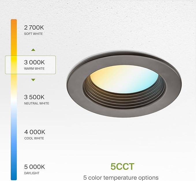 ASD 12 Pack Bronze 4 Inch Retrofit LED Recessed Light - 10W 2700K-5000K 849LM Retrofit LED Recessed Lighting 4 Inch, Dimmable Bronze Recessed Lights, Wet Rated Baffle Trim Can Lights, ETL, Energy Star