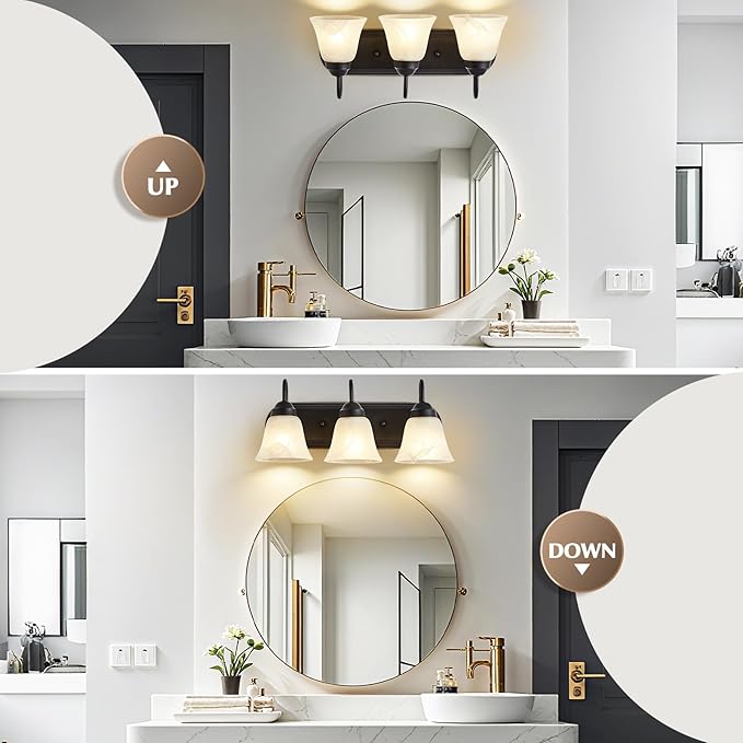 EJIAXIN Bathroom Light Fixtures Over Mirror, Black 3 Light Vanity Light for Bathroom Vintage Lighting Fixtures Wall Lamp Vanity Lights Apply for Mirror Living Room Cabinet Bedroom