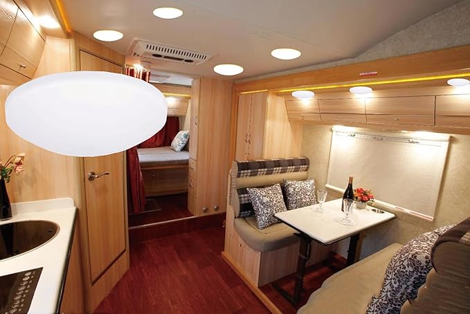 12V RV Interior LED Lights with Touch Switch, 4.5 Inch Ceiling Dome Puck Light, Low Profile RV Camper Trailer Boat Lighting, warm light (Pack 3)