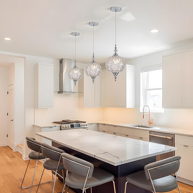 Modern Chrome Pendant Light Fixtures 8.3" Pendant Lighting for Kitchen Island Living Room Bedroom