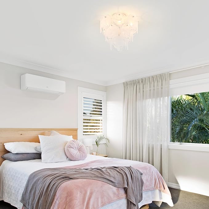 Modern Glass Flush Mount Light Fixture, Hallway Ceiling Light Unique Chandelier, 4-Light Flush Mount Chandelier for Bedroom Entryway, White Finish