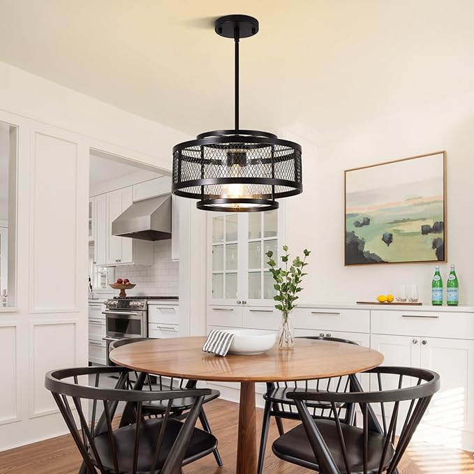 13" Modern Pendant Lights Kitchen Island, Black Pendant Light Fixtures Farmhouse Kitchen Island Lighting, Industrial Hanging Pendant Lights Fixture for Kitchen Island Dining Room Hallway Entryway