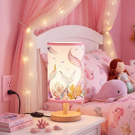 Glooglitter Summer Mermaid Table Lamp 3 Colors Mermaid Room Bedroom Decor Dimmable Lights 9.72 x 5.12 Inch Ocean Night Light Bedside Sea Lamps Decoration for Bedroom Desk Birthday Gifts