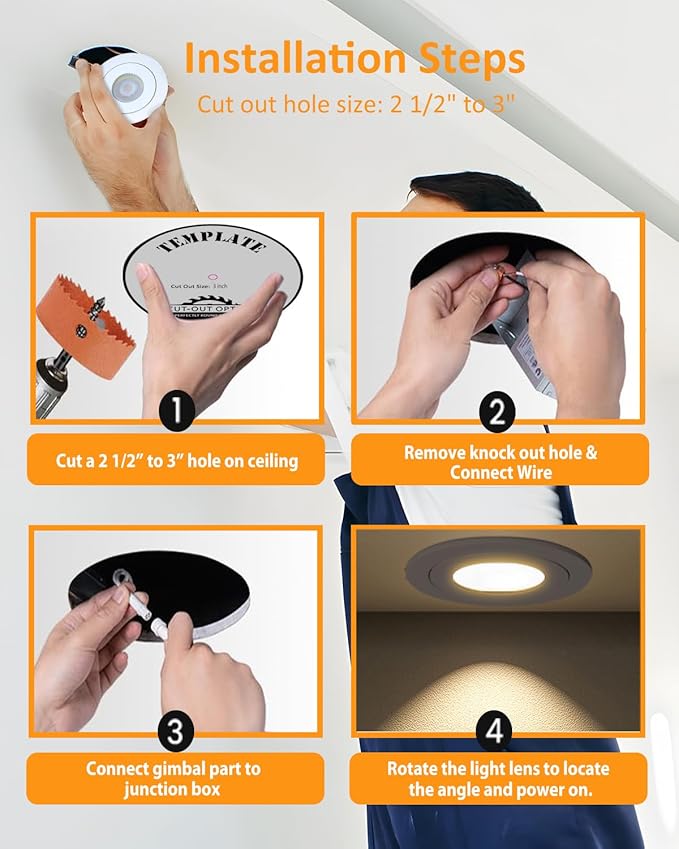 POPANU Brushed Nickel 3 inch Recessed LED Lights, 7W 5CCT Gimbal Artwork Soffit Lighting Fixture, 360° Rotatable Swivel Spot Lights, Canless Dimmable Eyeball 90° Tilt, AC120V Fisheye 6 Pack Nickel