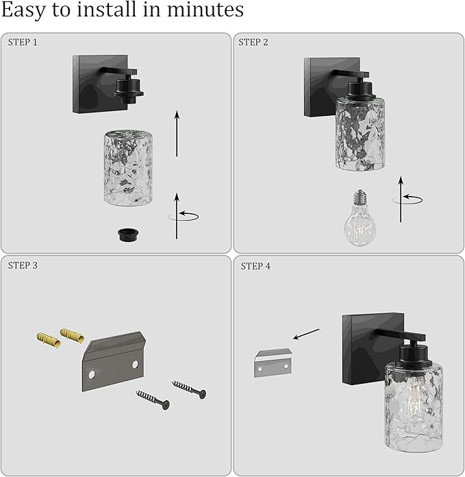 Rayogale Battery Operated Wall Sconce Set of 2, Black Wireless Wall Lights with Timer Function, Easy Install Dimmable Rechargeable Wall Lamps for Living Room, Bedroom, Hallway, Entryway Decor 3000K