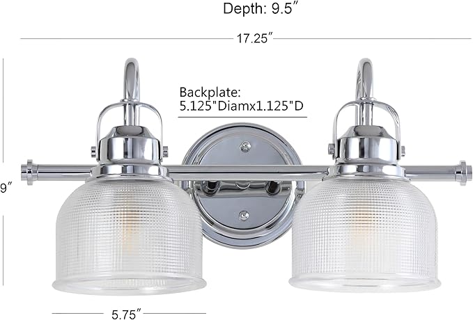 JONATHAN Y 17.25" Chrome Modern Bathroom Vanity Light, 2-Light LED Wall Sconce, Clear Glass Bell Shade for Mirror Hallway Kitchen, ETL Listed, LED Bulb Included (JYL7408A)