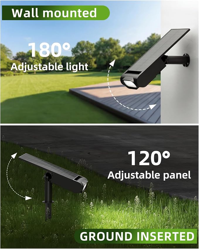 RGB Christmas Solar Spot Lights Outdoor, 12 RGB Color Modes Landscape Light Waterproof IP67 with Remote Control, 2-in-1 Color Changing RGB/Cool/Warm White for Yard Garden Garden (6 Pack)