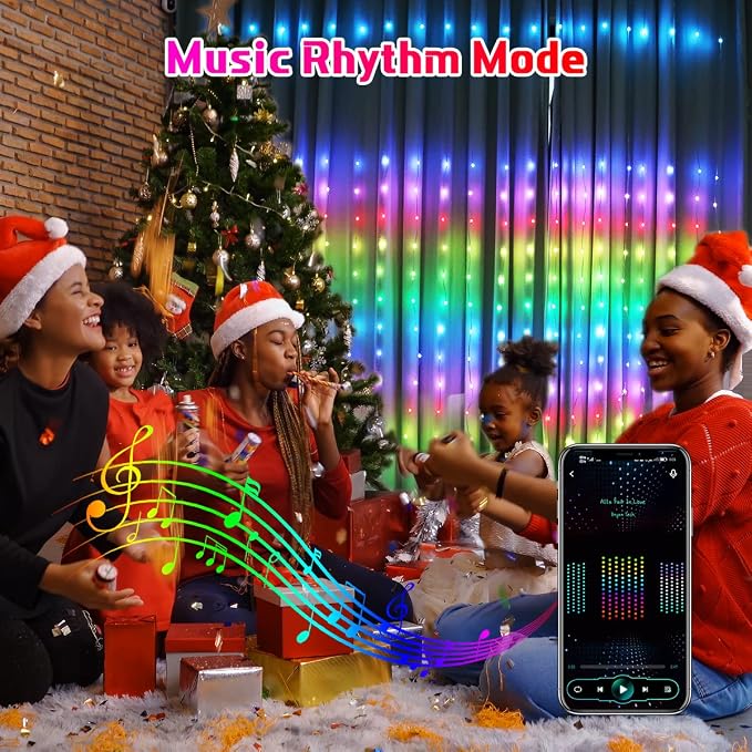 AKEPO Programmable Colorful Smart LED Window Hanging Curtain Lights, IP65 400 RGB LED APP Control DIY Text and Pattern Fairy Lights for Proposal, Wedding Curtain Backdrop, Party, Xmas or Home Decor