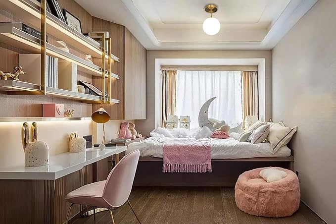 Globe Semi Flush Mount Ceiling Light Fixture Globe Ceiling Light Milk Glass Matte Gold Finish Contemporary Mid Century Modern Lighting for Hallway Living Room Kitchen Bedroom Storage(Bulb Included)