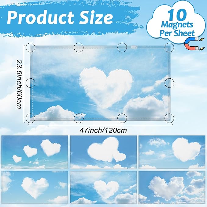 Wiooffen 6 Pcs Fluorescent Light Covers with 60 Magnets Decorative for Classroom Ceiling Light 4 x 2 Feet Magnetic Light Covers Filter Easy Install for Office Hospitals & Home (Love)
