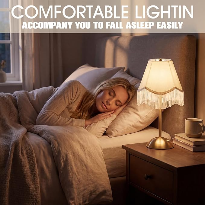 2 Pack Wedding Tassel Cordless Table Lamp Rechargeable Touch LED Small Gold Portable Battery Operated USB-c Desk Lamp 3 Color Dimmable for Wedding Birthday Outdoor Party Home
