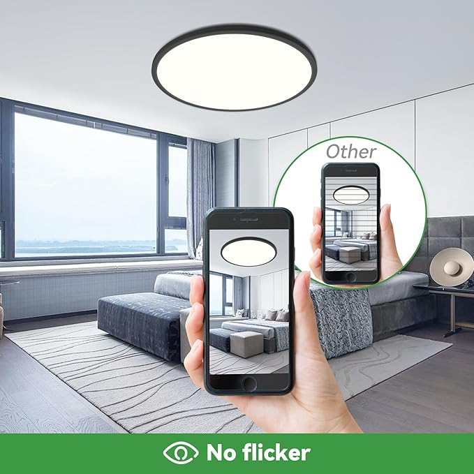 hepside 15.8INCH 4Pack Big Dimmable Flush Mount Ceiling Light Fixture Black, 3CCT 3000/4500/6000K Ceiling Lamp, 36W 4200LM Super Bright Low Profile Light for Bedroom, Kitchen, Bathroom, Hallway