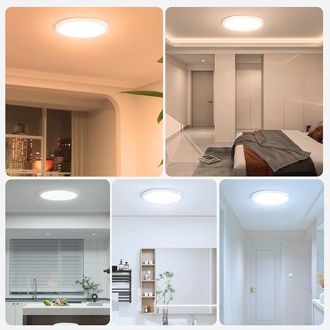 18Pack LED Flush Mount Ceiling Light,12inch 24W,2700K-6500K 5 Color Temperature Selectable Ceiling Lights, 3200LM Low Profile Ceiling Light for Bedroom Kitchen Hallway