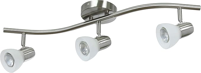 XiNBEi Lighting Track Light, 3 Light Kitchen Track Lighting, Modern S-Shaped Ceiling Track Light Bar Brushed Nickel Finish XB-TR1223-3-BN