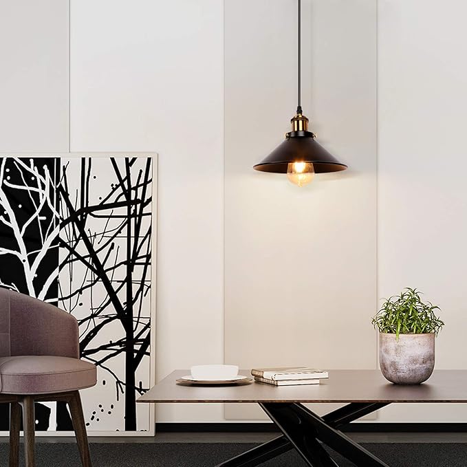 Newrays Industrial Retro Black Iron Kitchen Restaurant Bar Balcony Hanging Pendant Light (3 Pack)